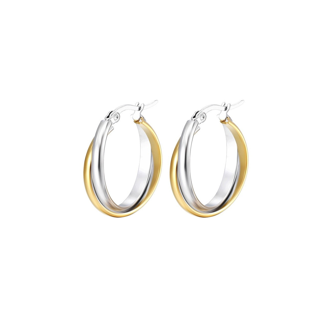 Sara, Two Tone, Hoop Earrings