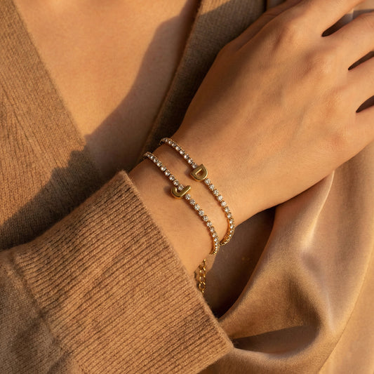 Signature Initial Tennis Bracelet | Gold Plated Life-Proof Jewelry