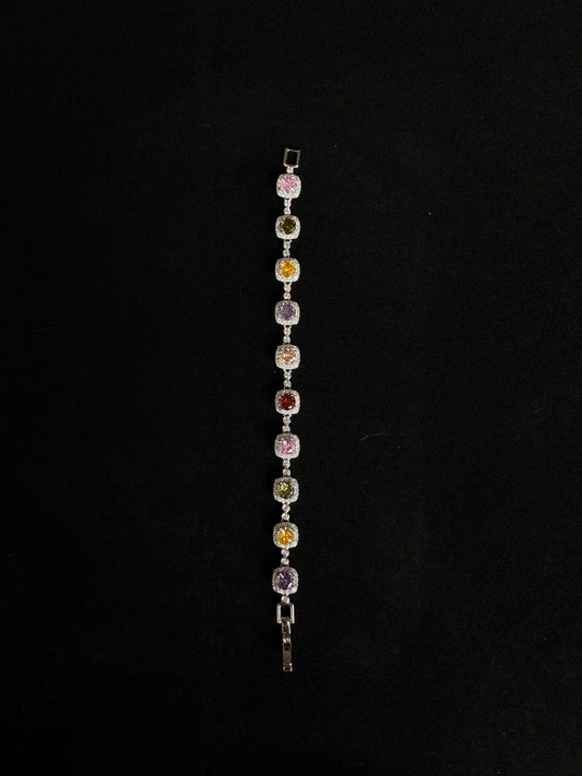 Aria,Silver Plated Bracelet | Colored Zirconia Jewelry
