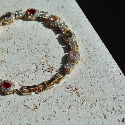 Paloma, 14k Gold Plated Bracelet | Colored Zirconia Jewelry