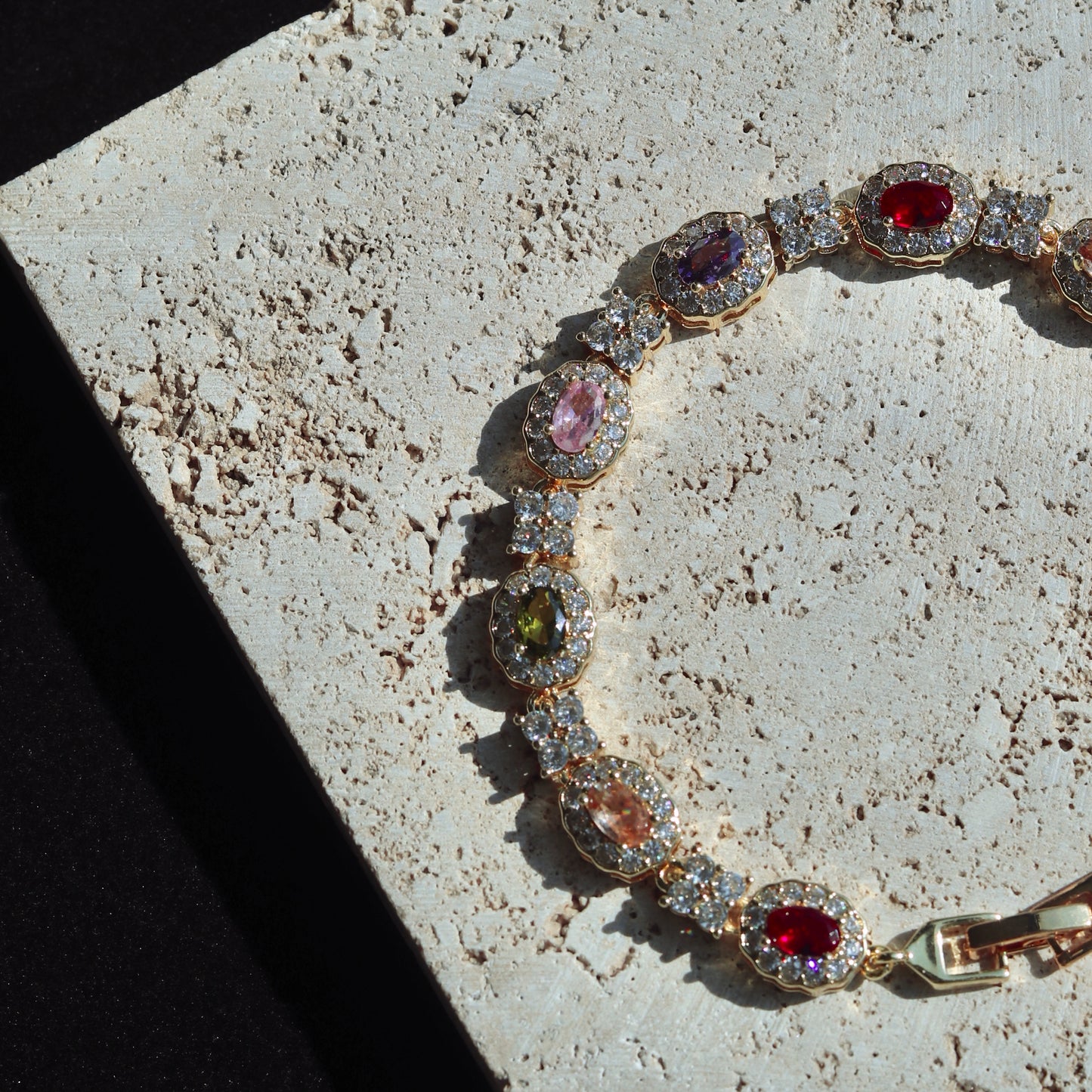 Paloma, 14k Gold Plated Bracelet | Colored Zirconia Jewelry