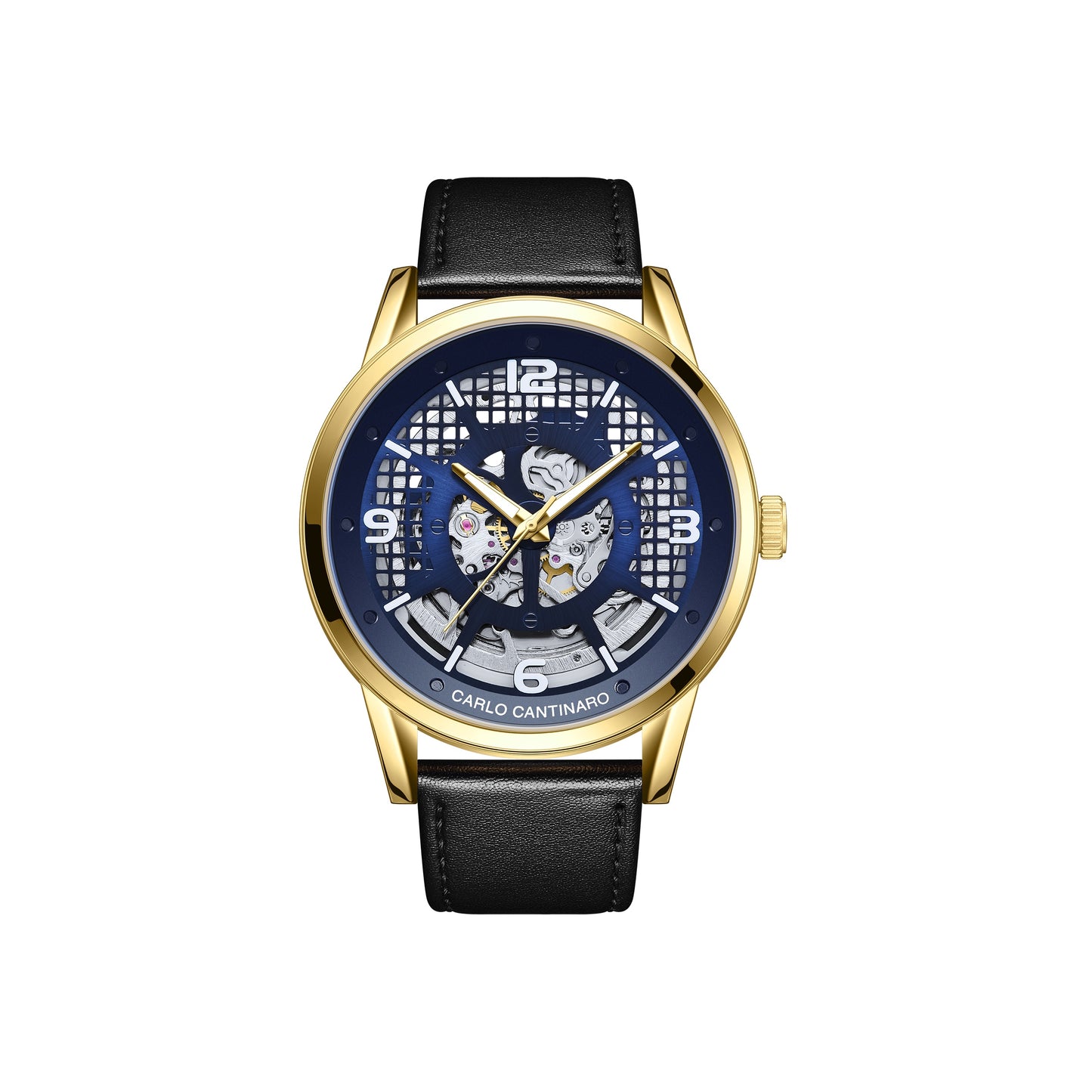 Philip, Blue Openwork Dial, Mechanical, Leather