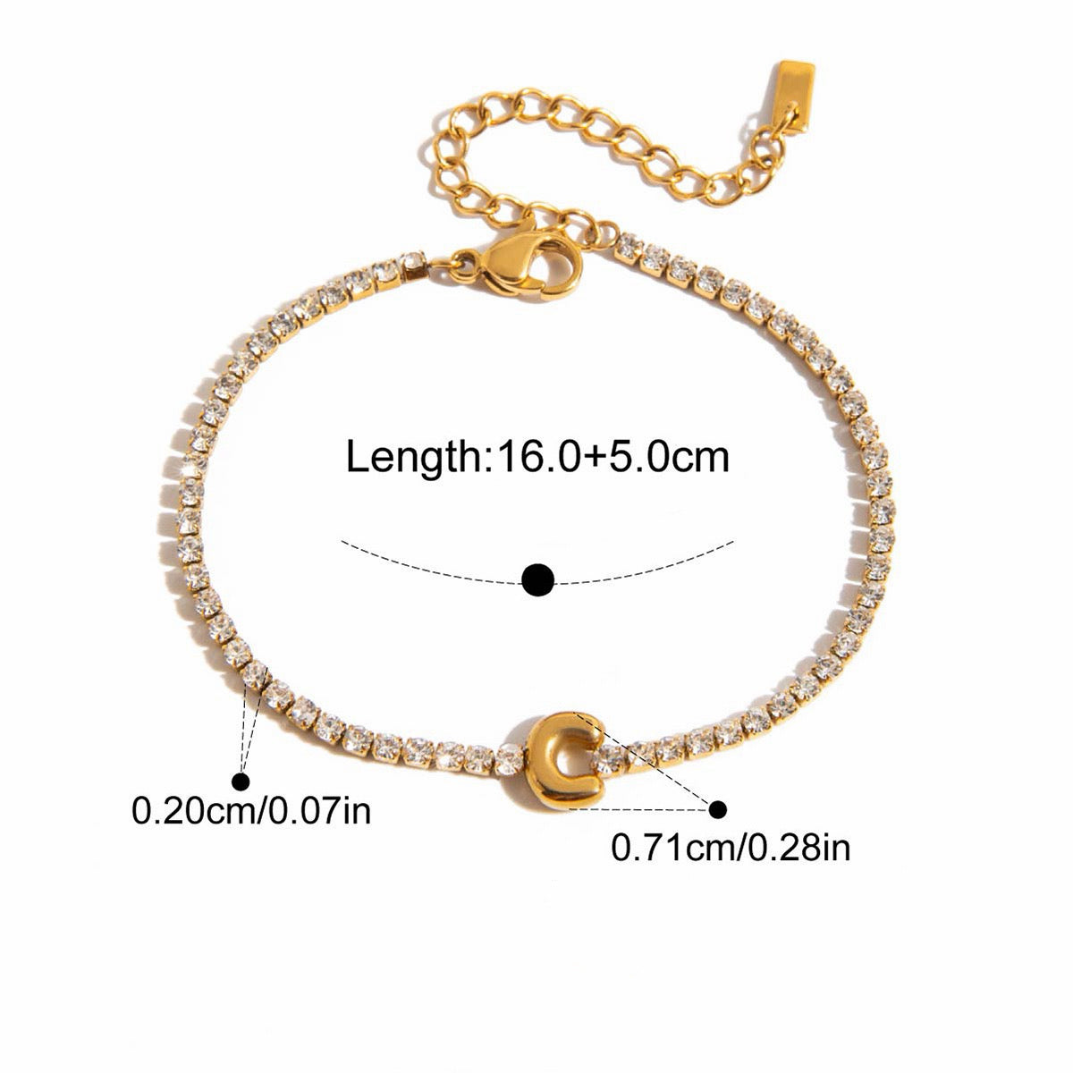 Signature Initial Tennis Bracelet | Gold Plated Life-Proof Jewelry