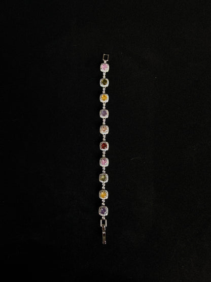 Aria,Silver Plated Bracelet | Colored Zirconia Jewelry