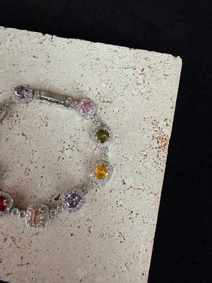 Aria,Silver Plated Bracelet | Colored Zirconia Jewelry