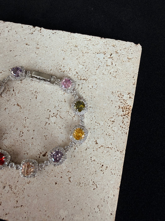 Aria,Silver old Plated Bracelet | Colored Zirconia Jewelry