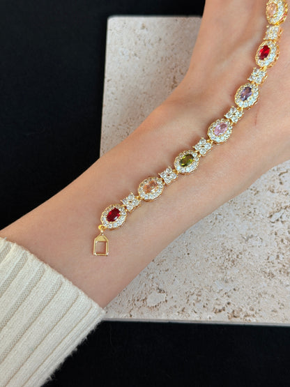 Paloma, 14k Gold Plated Bracelet | Colored Zirconia Jewelry