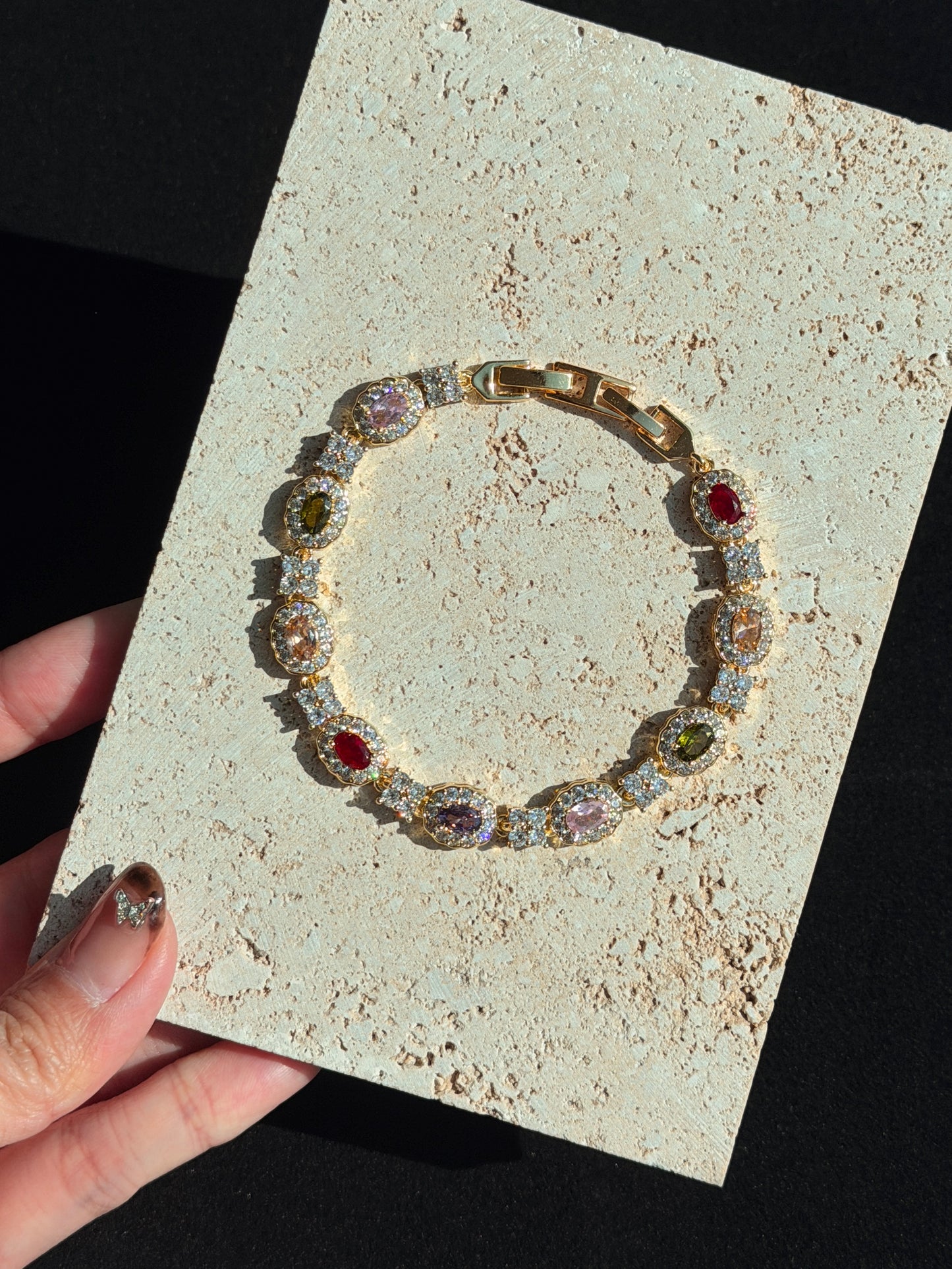 Paloma, 14k Gold Plated Bracelet | Colored Zirconia Jewelry