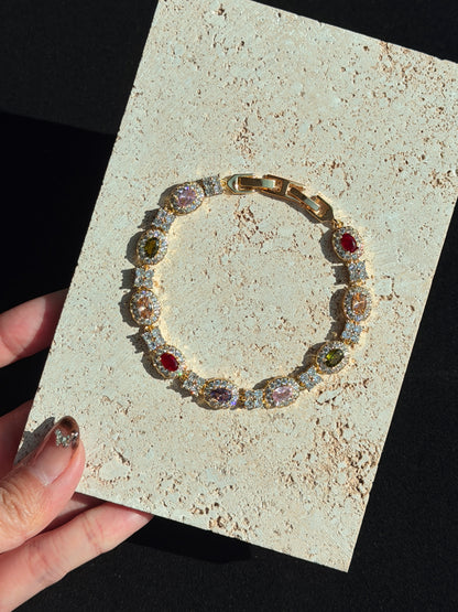 Paloma, 14k Gold Plated Bracelet | Colored Zirconia Jewelry