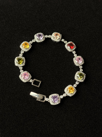 Aria,Silver Plated Bracelet | Colored Zirconia Jewelry