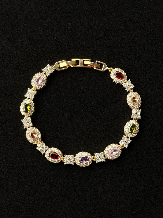 Paloma, 14k Gold Plated Bracelet | Colored Zirconia Jewelry