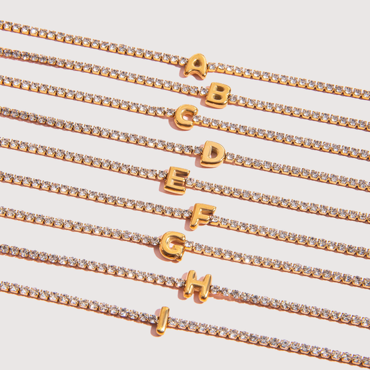 Signature Initial Tennis Bracelet | Gold Plated Life-Proof Jewelry