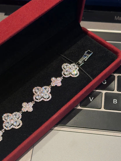 Iris,Four-Leaf Clover Sparkling Bracelet